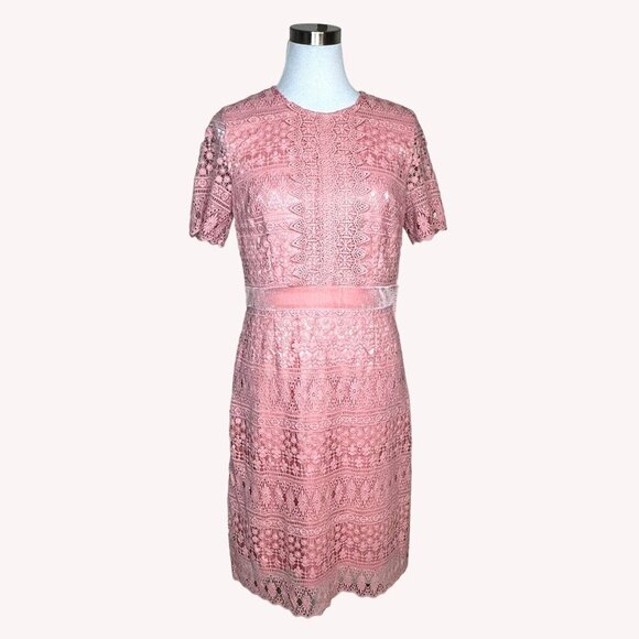 Rachel Parcell Pink Bride Lace Crochet Dress Womens M Coquette Legally Blonde‎ - Picture 2 of 15